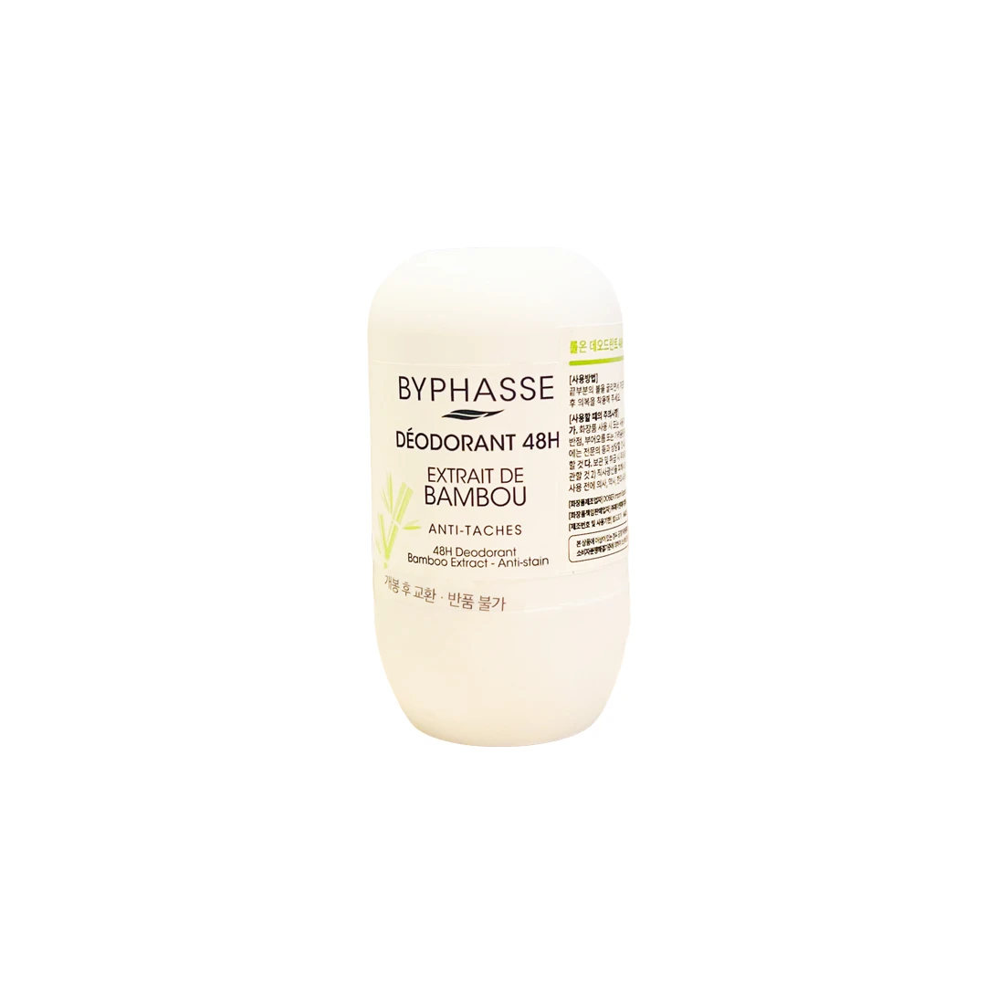 Byphasse 48H Bamboo Extract Deodorant Roll-On 50ml – Anti-Stain & Long-Lasting Freshness