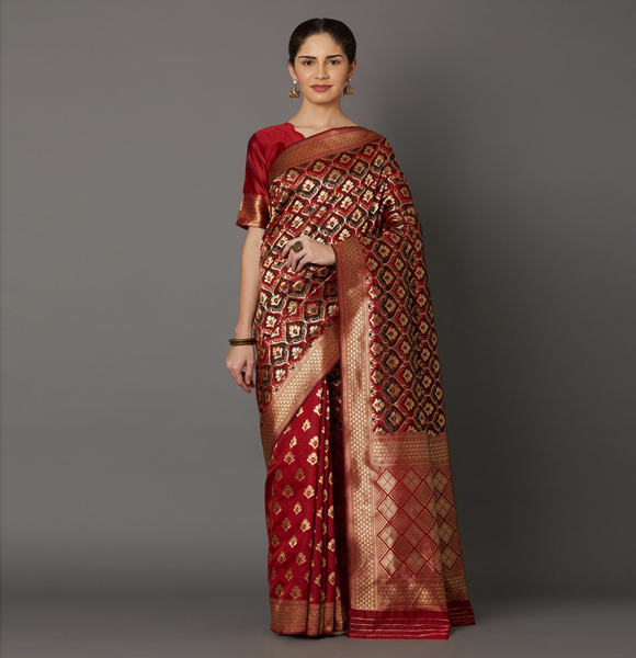 Gorgeous Silk Blend Printed Saree with Blouse GM-1159