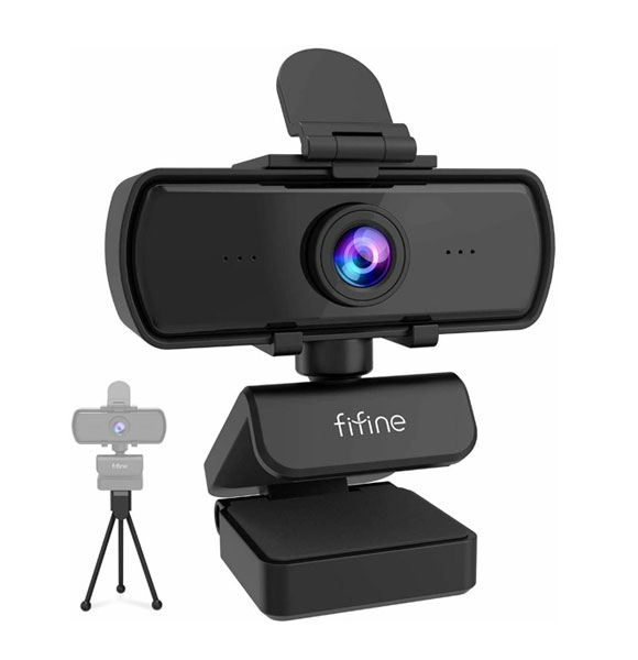 Fifine K420 Webcam 1440P, 2K Web Camera With Privacy Cover & Tripod For Laptop Desktop, Plug & Play 4MP HD USB Webcam With Built-In Mic For Live Streaming, Zoom Meeting, Online Class, Video C