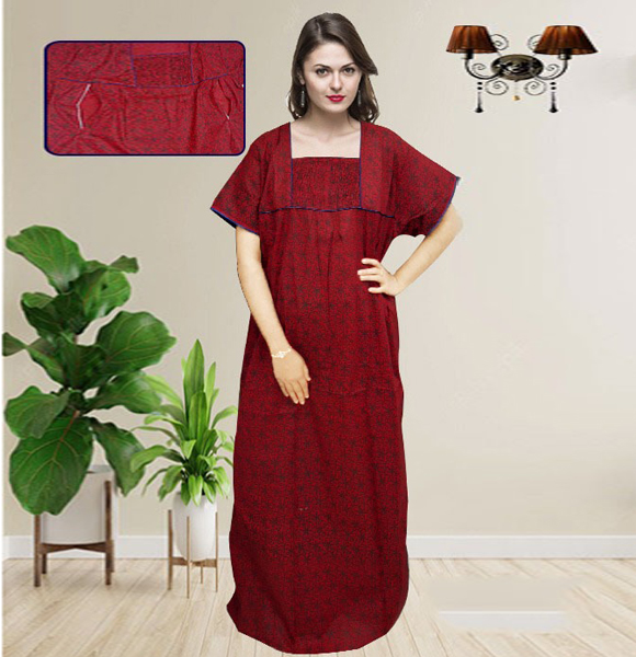 Cotton Comfortable Mother care Feeding Maxi Dress For Women GM-1478