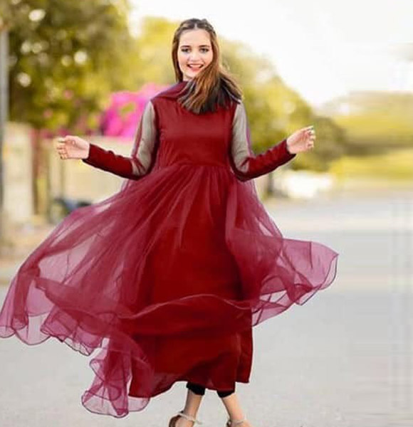 Ready Made Latest Design and Comfortable High-Quality Party Dress For Women- Maroon