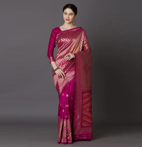 Gorgeous Silk Blend Printed Saree with Blouse GM-1154
