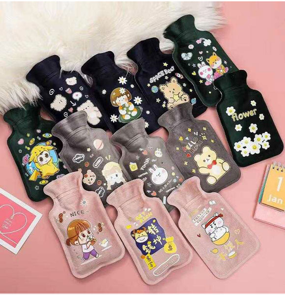 Hot Water Bottle Rubber Bag Cute Cartoon Warm Relaxing Safe Heat Cold Large Mini Explosion-proof Portable Winter Reusable Heater