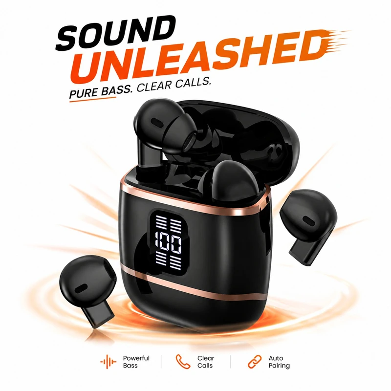 J40 4-in-1 TWS Wireless Earbuds with Bluetooth 5.4, LED Display & IPX5