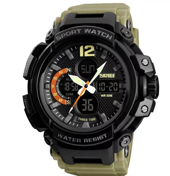 Skmei 1343 50m Waterproof Men's Digital Sports Watch - Army Watch