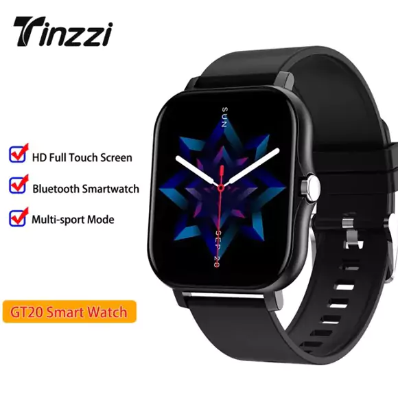 GT20 1.69 Inch Full Touch Smart Watch Men Women Bluetooth-Call Music Control Sport Smartwatch Sleep Health Monitoring Smart Bracelet (ANV)