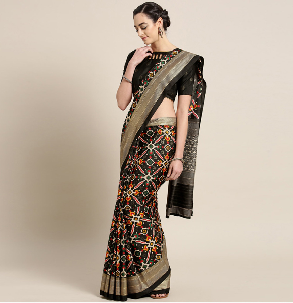 Gorgeous Silk Blend Printed Saree with Blouse GM-1174