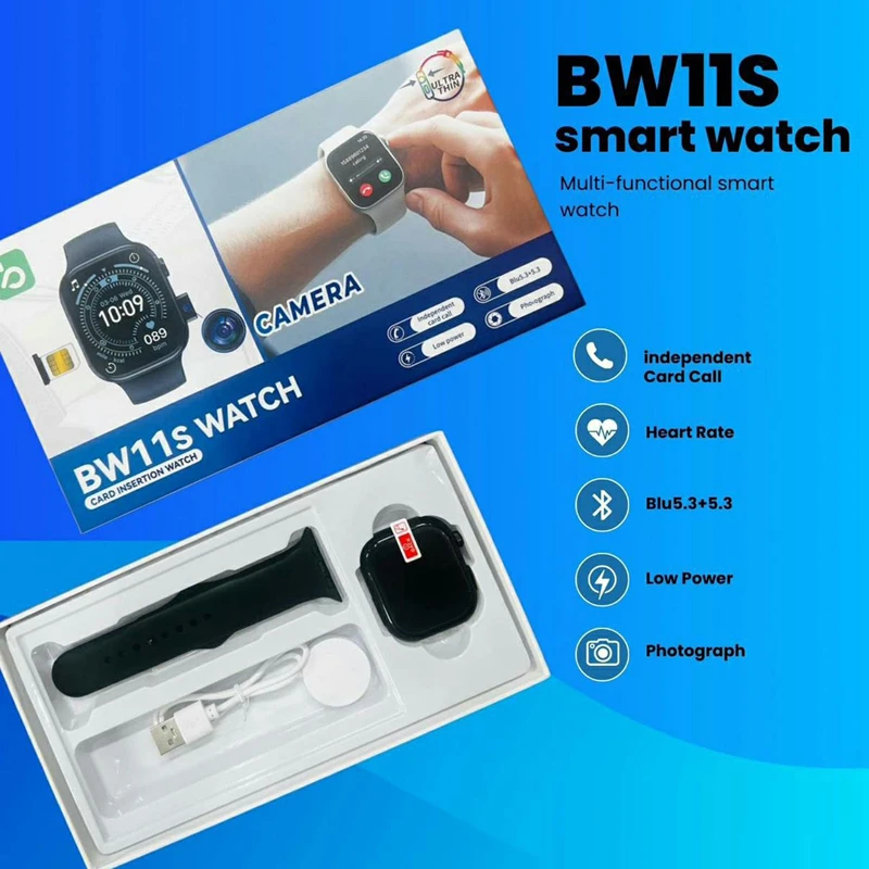 BW11S SIM Supported Camera Smart Watch with 2.1 Inch Display, Bluetooth 5.3 & Fitness Tracking