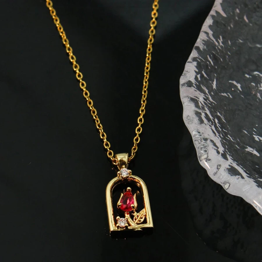 Rose Zircon Pendant Necklace