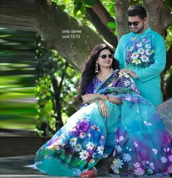 Dhupian Saree + Punjabi (Couple set) GM-153