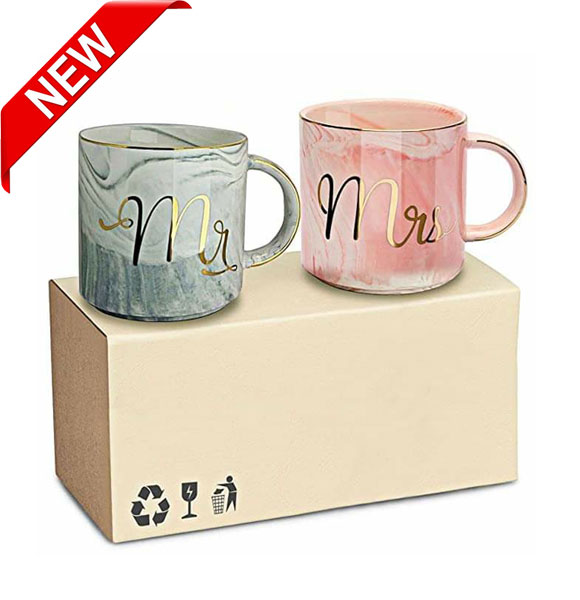2 Piece Mr & Mrs High Quality Ceramic Couple Mug Set