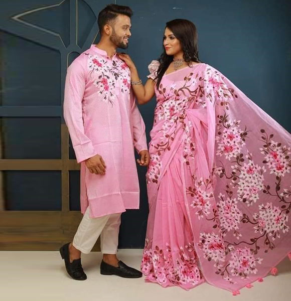 Dhupian Saree + Punjabi (Couple set) GM-1101