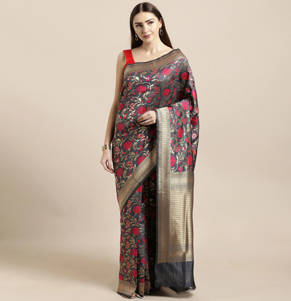 Gorgeous Silk Blend Printed Saree with Blouse GM-1183