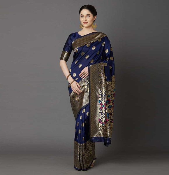 Gorgeous Silk Blend Printed Saree with Blouse GM-1147