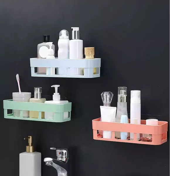 Bathroom Shelf Organizer Toilet Adhesive Shampoo Gel Storage Basket Decoration Bathroom Corner Shower Shelf Rack Accessories