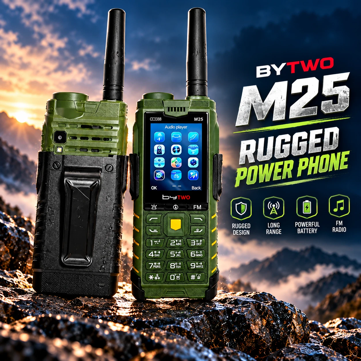 BYTWO M25 Power Bank Feature Phone – 4SIM, 5200mAh Battery with Power Bank