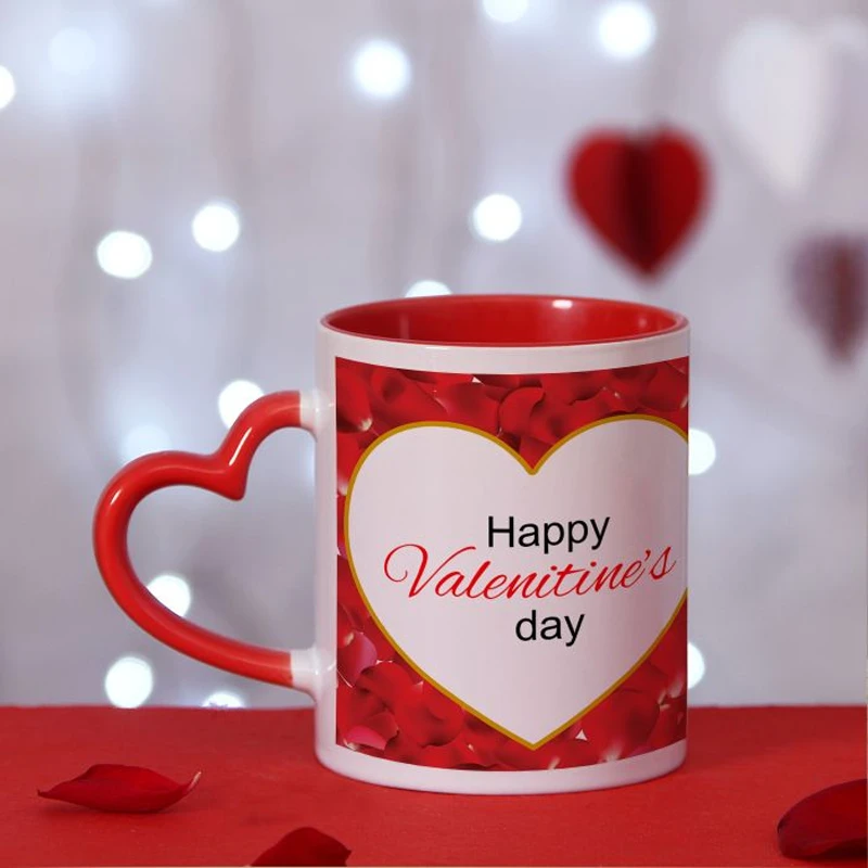 Heart Color Round Handle Personalised Ceramic Mug | Custom Photo, Text & Logo
