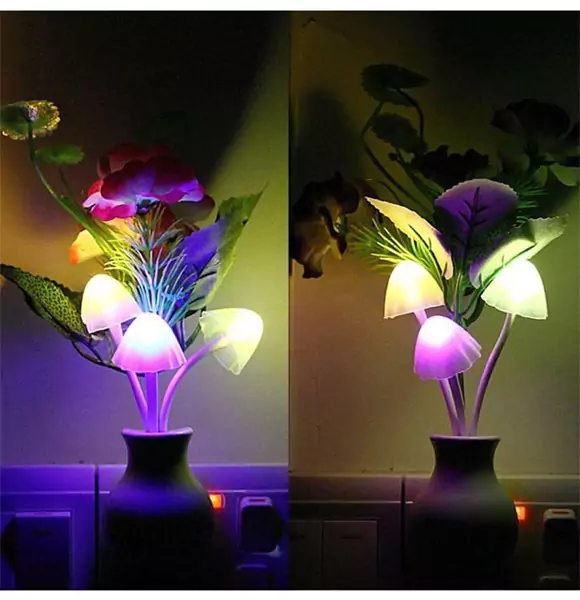 Romantic Colorful Sensor Led Mushroom Night Light Wall Lamp - Laptop Table