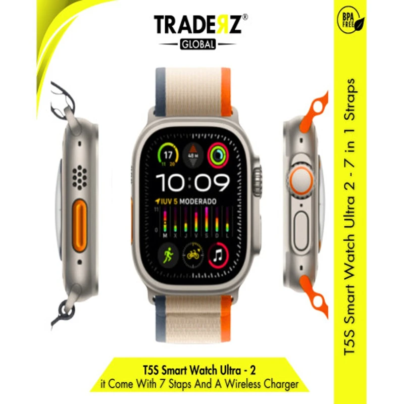 T5S Ultra Smart Watch with 7 Straps, 2.02 Inch HD Display & Fitness Tracking