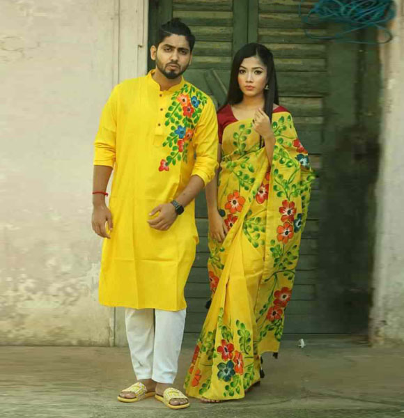 Dhupian Saree + Punjabi (Couple set) GM-180