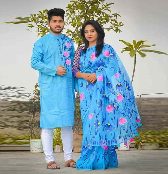 Dhupian Saree + Punjabi (Couple set) GM-144