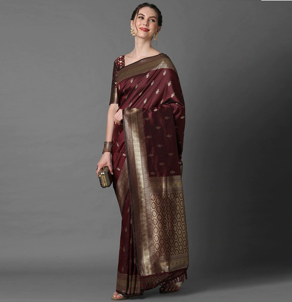 Printed Silk Blend Saree with Blouse GM-1114