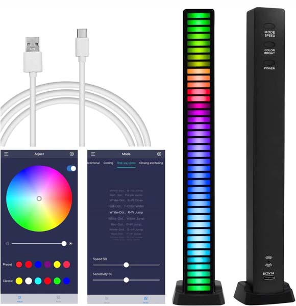 RGB APP Control Rechargeable Rhythm Light With Voice-Activated Pickup (DT8-16)