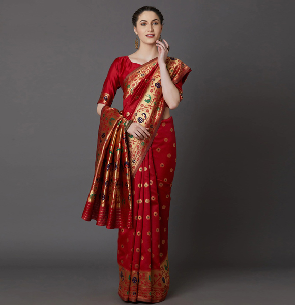 Gorgeous Silk Blend Printed Saree with Blouse GM-1141