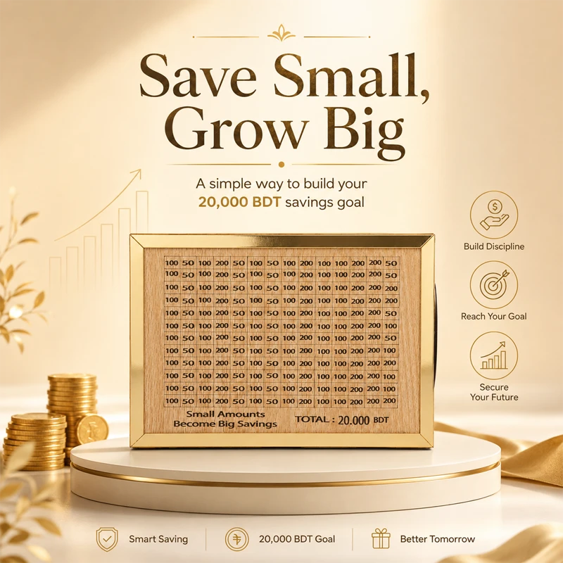 Wooden Money Saving Box (Piggy Bank) 20,000 tk