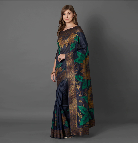 Printed Silk Blend Saree with Blouse GM-1122