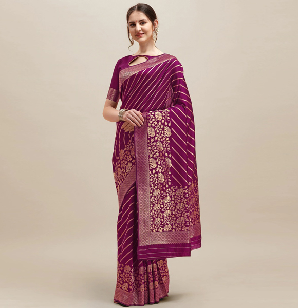 Printed Silk Blend Saree with Blouse GM-1116