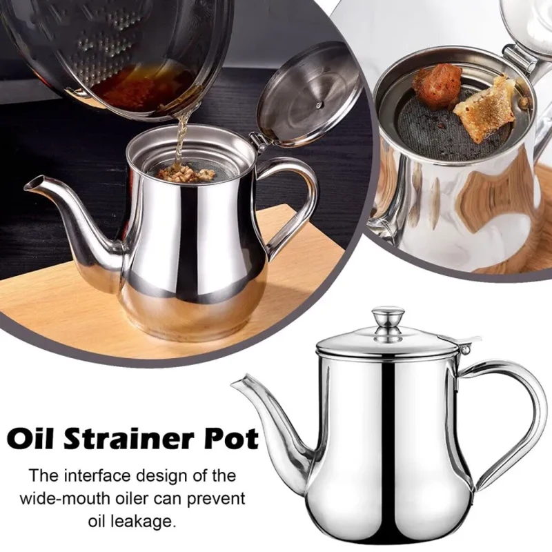 Cooking Oil Pot | Stainless Steel Oil Strainer Po | Oil Container Jug / Cooking Oil Pot 550 ml