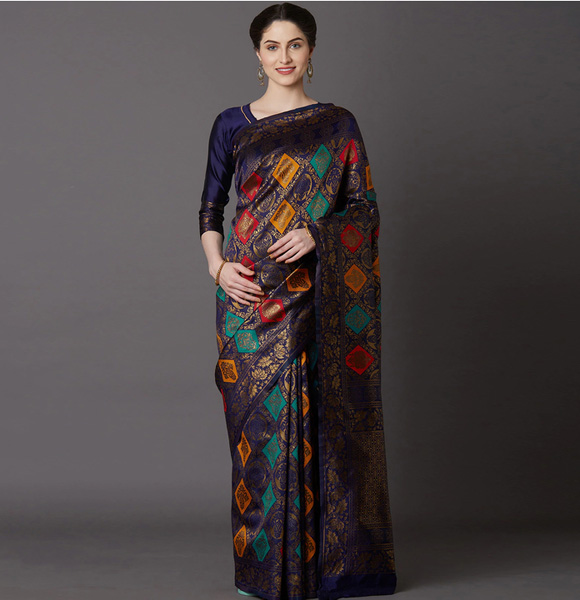 Gorgeous Silk Blend Printed Saree with Blouse GM-1186