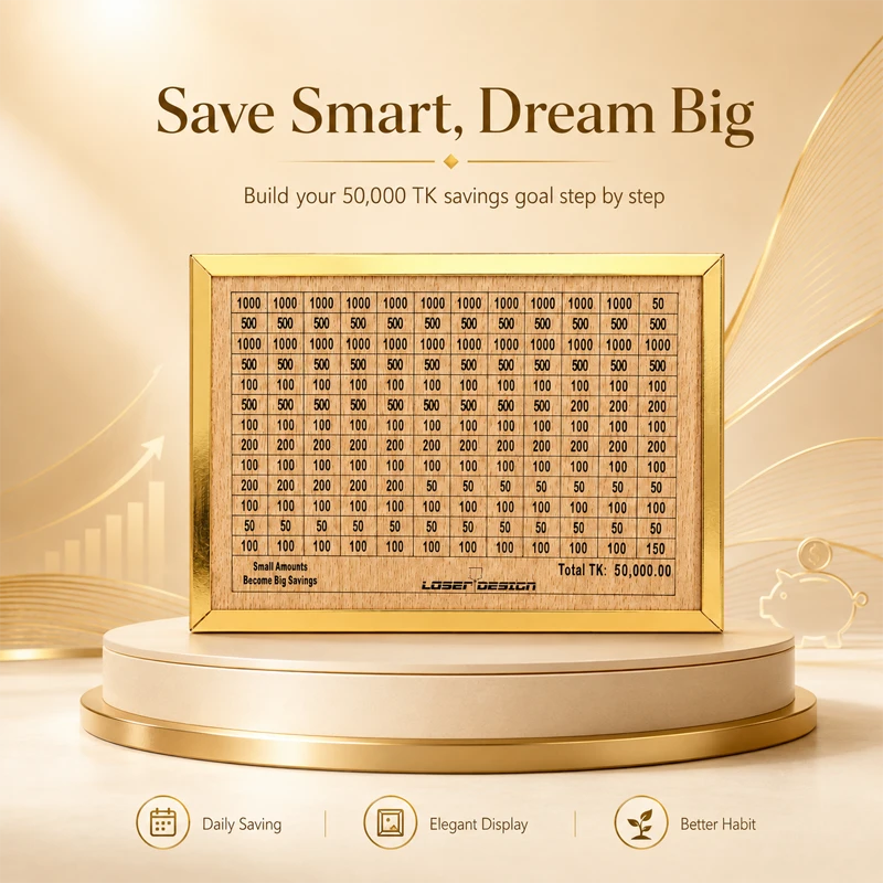 Wooden Money Saving Box (Piggy Bank) 50,000 Tk