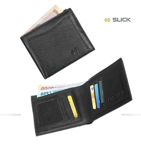 Black Exclusive Leather Slim Wallet SB-W127