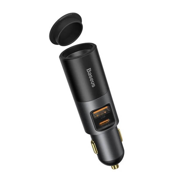 Baseus Share Together Fast Charge Car Charger with Cigarette Lighter Expansion Port U+C 120W Gray (ANV)