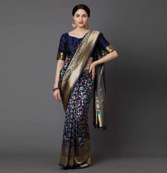 Gorgeous Silk Blend Printed Saree with Blouse GM-1168