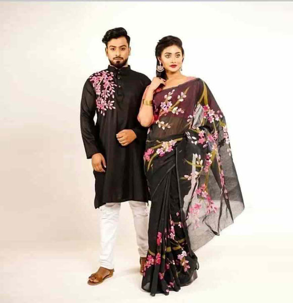 Dhupian Saree + Punjabi (Couple set) GM-171