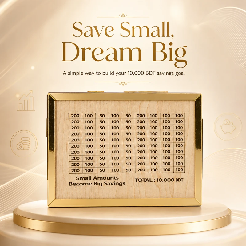 Wooden Money Saving Box (Piggy Bank) 10,000 tk