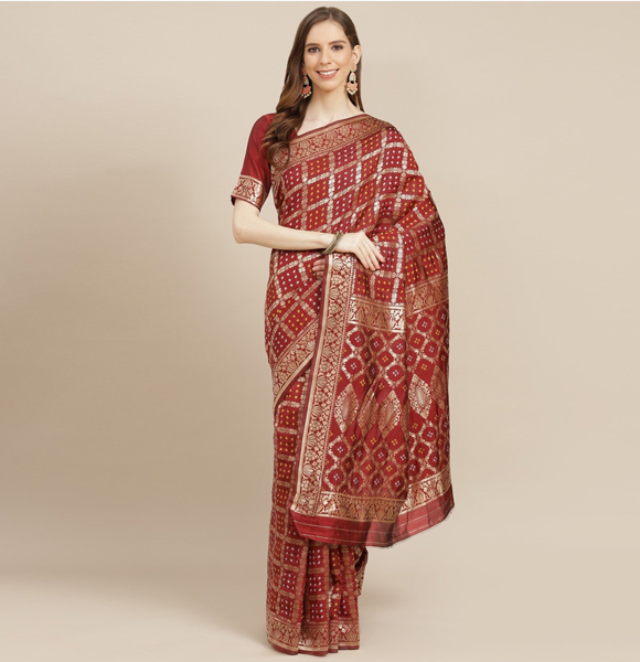 Printed Silk Blend Saree with Blouse GM-1127