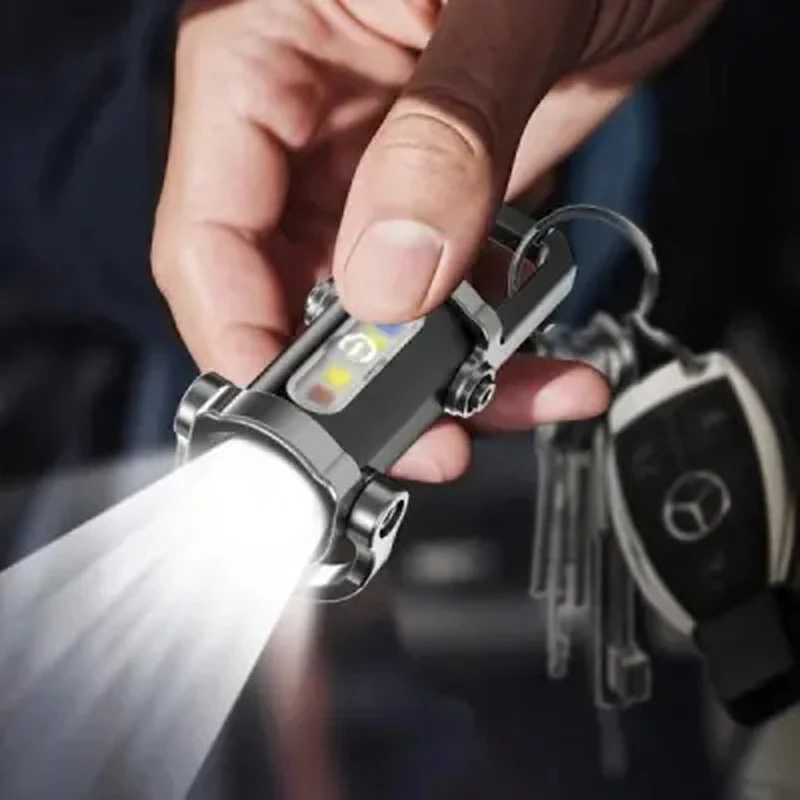 KD088 7 Modes High Power LED + COB Keychain Flashlight Type-C Rechargeable