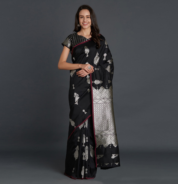Gorgeous Silk Blend Printed Saree with Blouse GM-1170