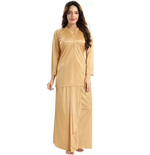 Women's Satin Night Suit Set (Tops & Lungi)-GM-1091
