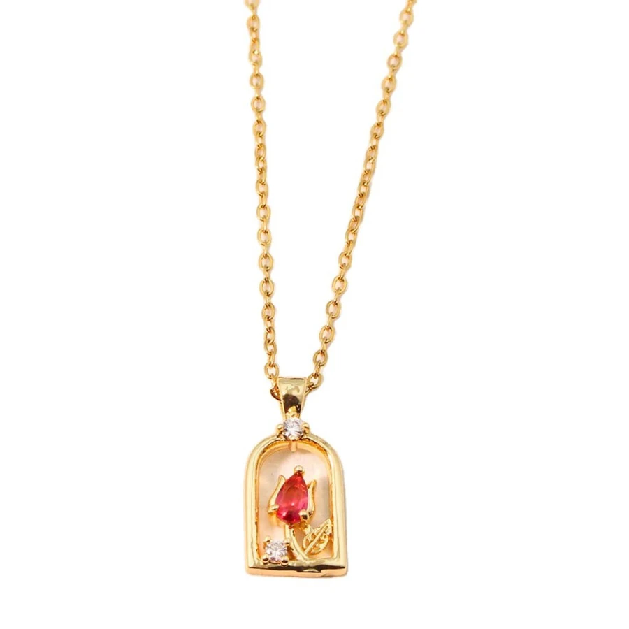 Rose Zircon Pendant Necklace