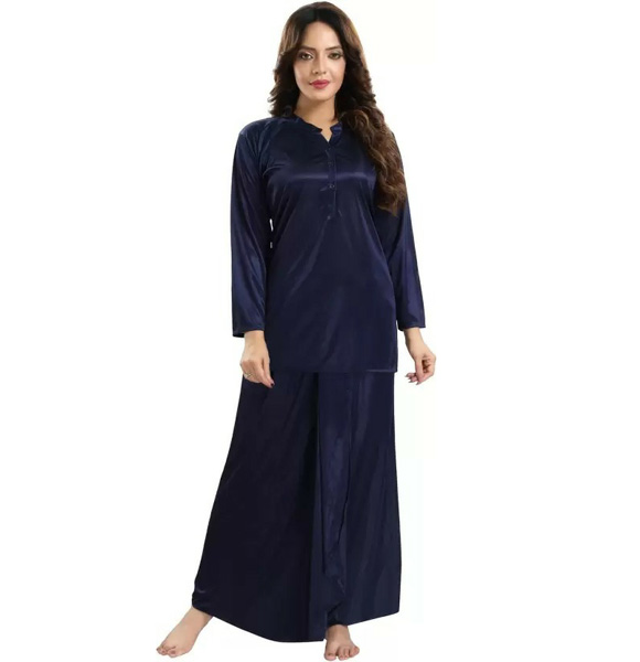 Women's Satin Night Suit Set (Tops & Lungi)-GM-1087