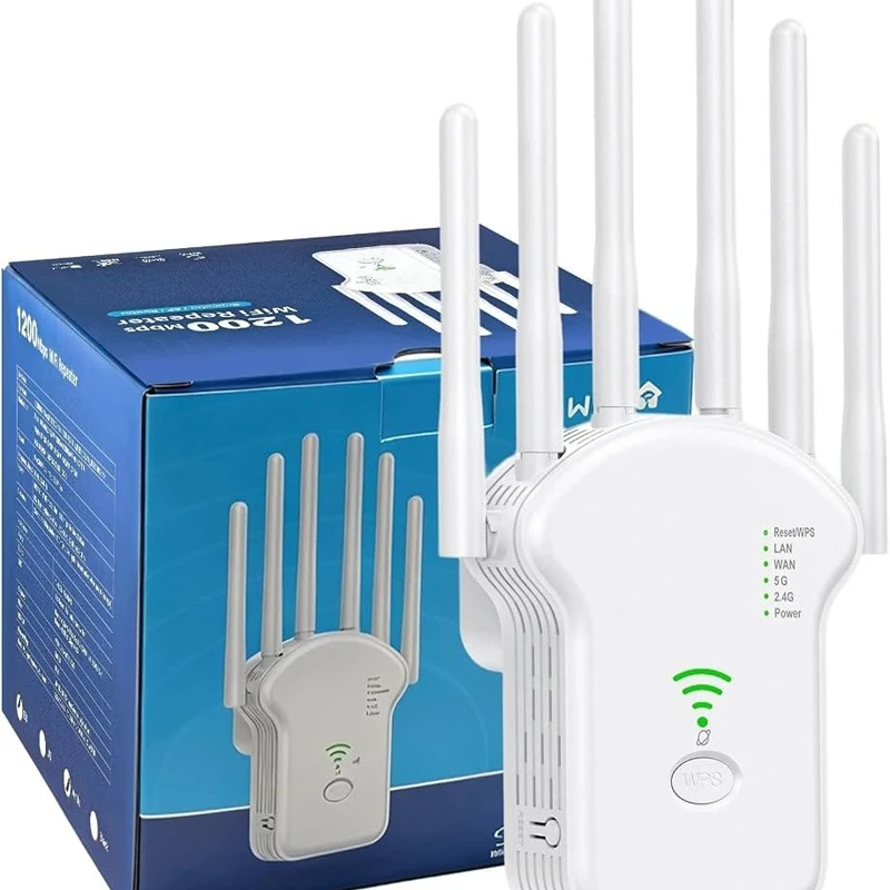 1200Mbps Dual-Band WiFi Router & Extender with 6 High-Gain Antennas