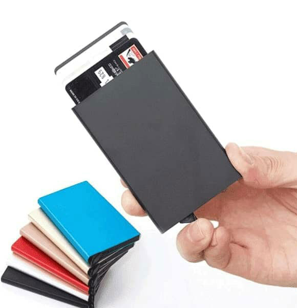 Aluminum Metal Men credit Card Holder Rfid Blocking Slim Wallet Automatic Pop up Card Case Protector