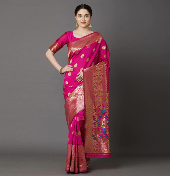 Gorgeous Silk Blend Printed Saree with Blouse GM-1146