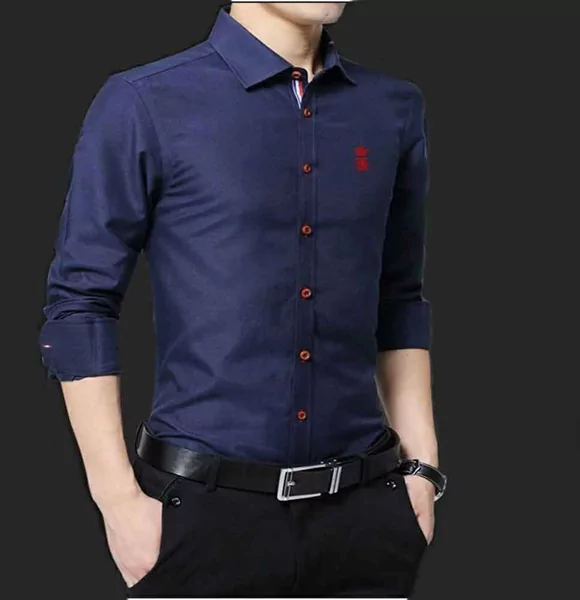 Long Sleeve Casual Shirts for Men (Dark Blue)