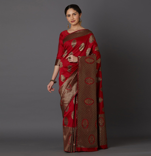 Gorgeous Silk Blend Printed Saree with Blouse GM-1158